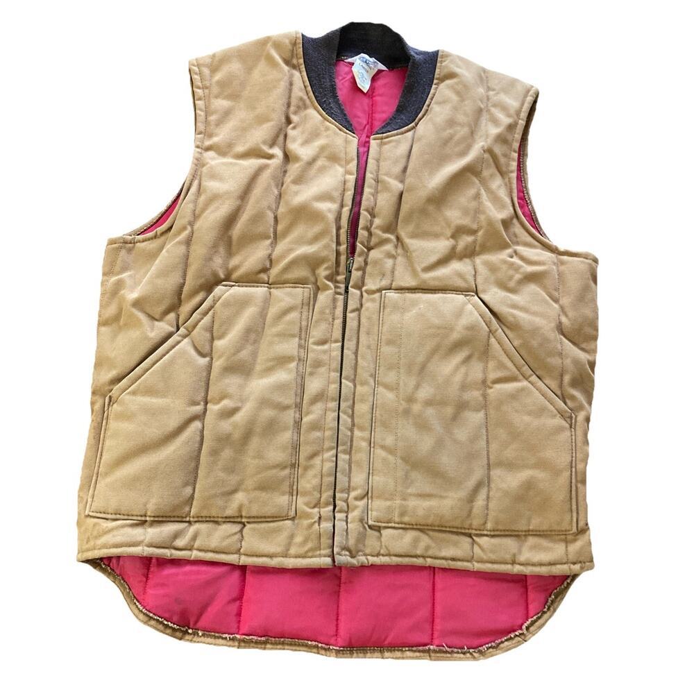 Big Smith Insulated Canvas Vest Mens Large Brown Duck Workwear Quilted‎ Chore
